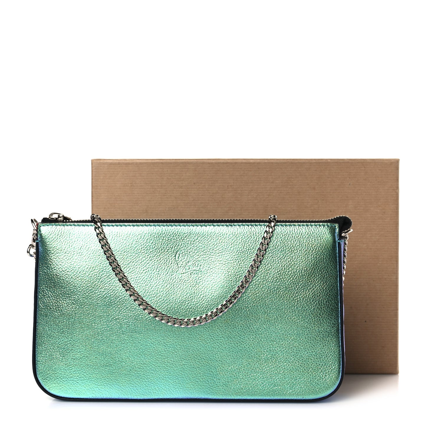 Iridescent Calfskin Loubila Chain Clutch Multicolor