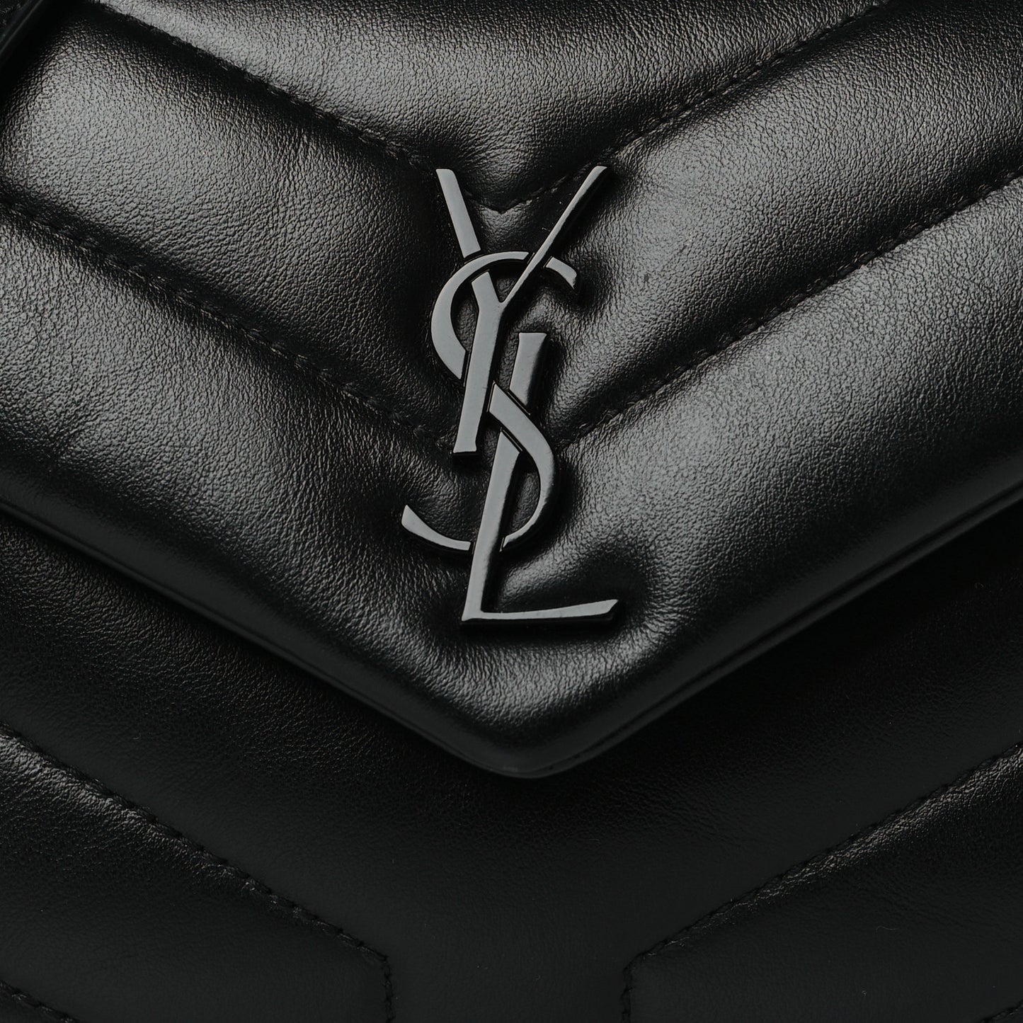 Calfskin Y Quilted Monogram Toy Loulou Crossbody Bag Black
