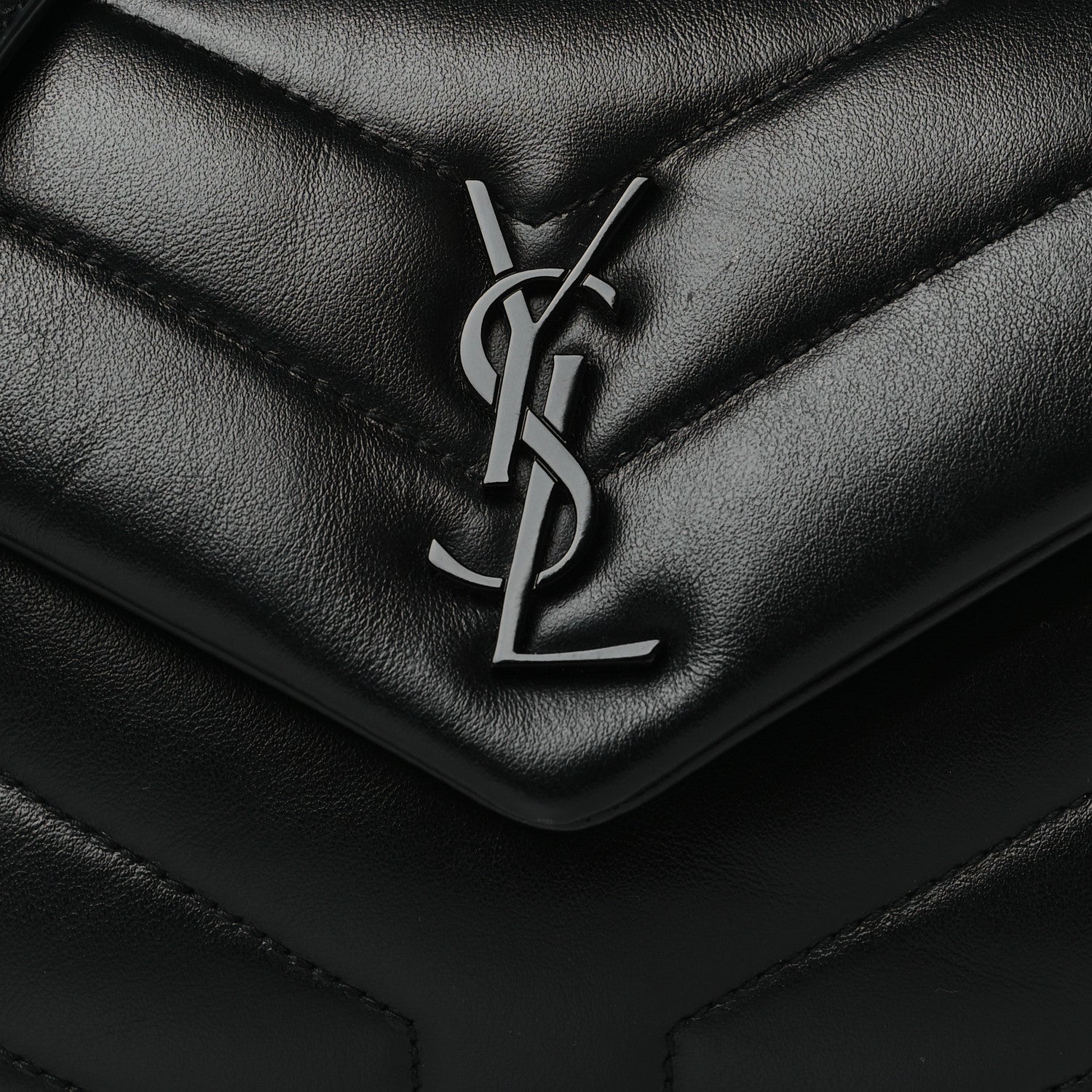 Saint Laurent Calfskin Y Quilted Monogram Toy Loulou Crossbody Bag Black 8 of 11