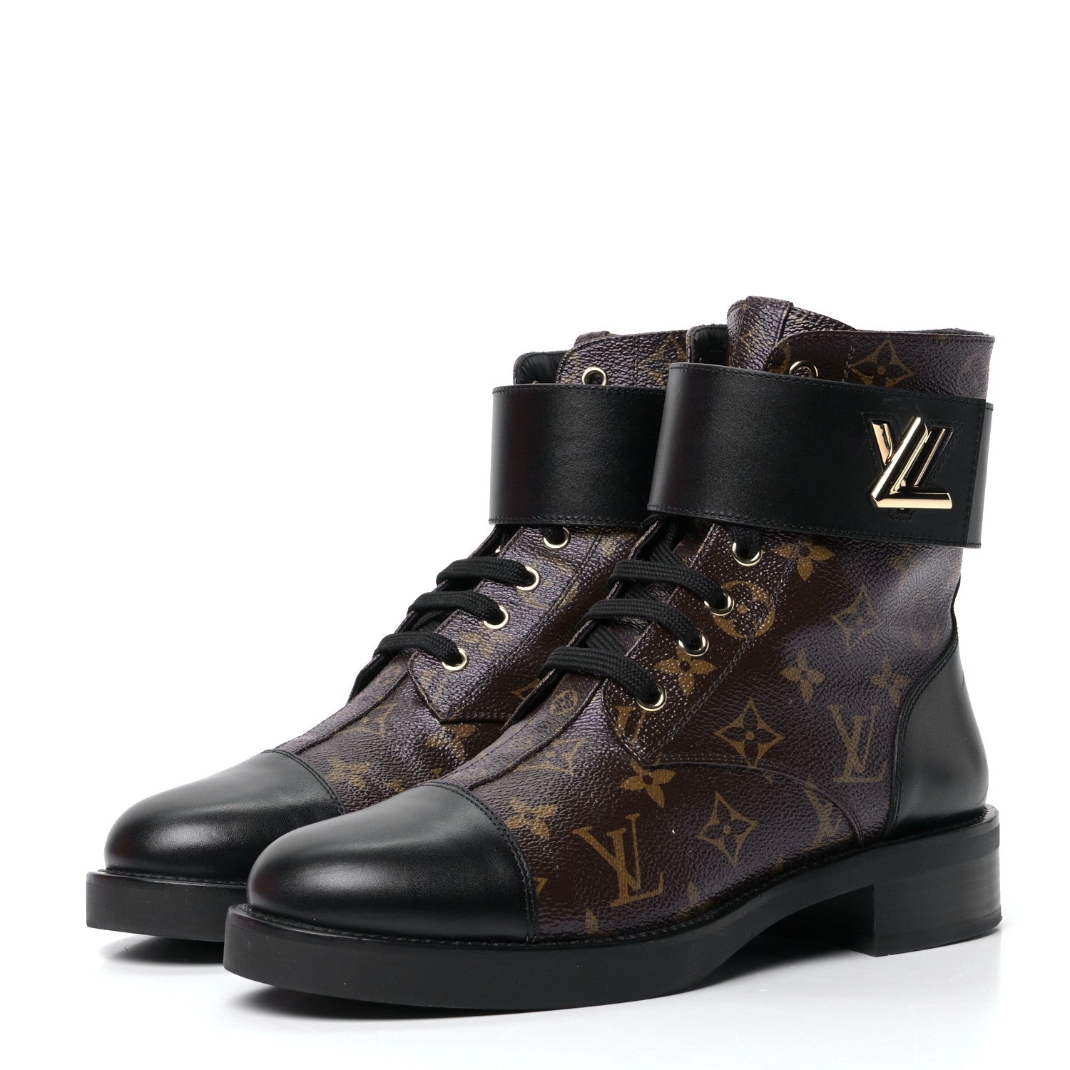 Louis Vuitton Calfskin Monogram Wonderland Flat Ranger Boots 40 Black 3 of 10