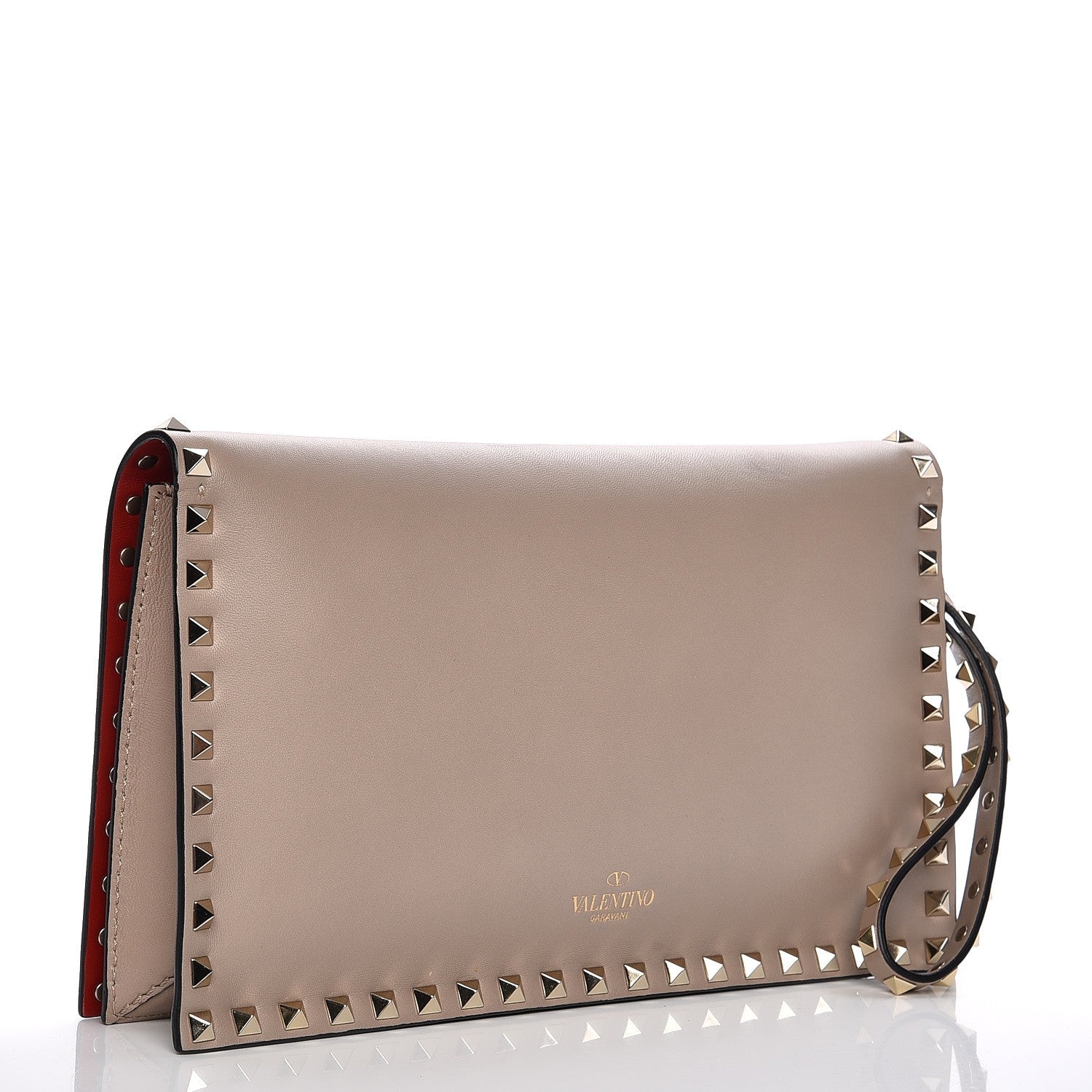Valentino Garavani Nappa Rockstud Wristlet Clutch Poudre 3 of 8