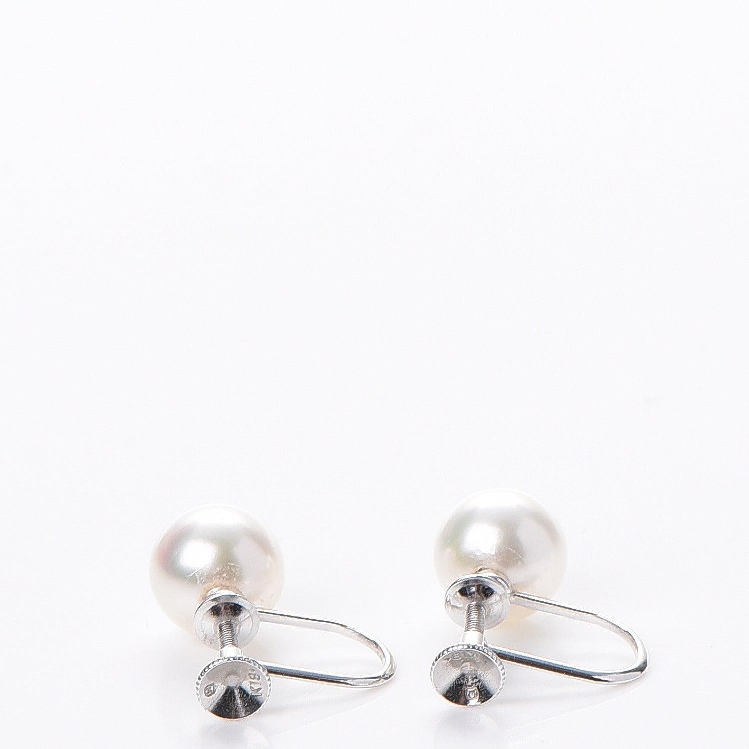 Mikimoto 18K White Gold Akoya 7.5mm 22 Inch Pearl Strand Necklace Earring Set 7 of 13