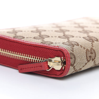 Gucci Monogram Dollar Calfskin Zip Around Wallet Beige Ebony Rosso 8 of 11