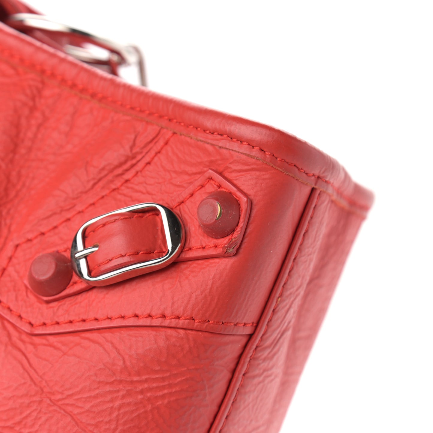 Matte Goatskin Rubber Covered Classic Hardware Mini City Rouge Coquelicot Rouge Braise