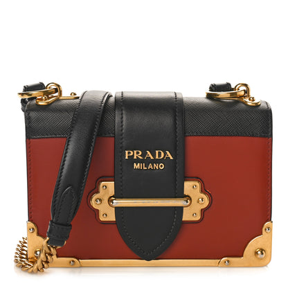 Prada City Calf Saffiano Cahier Bag Cotto Black 1 of 8