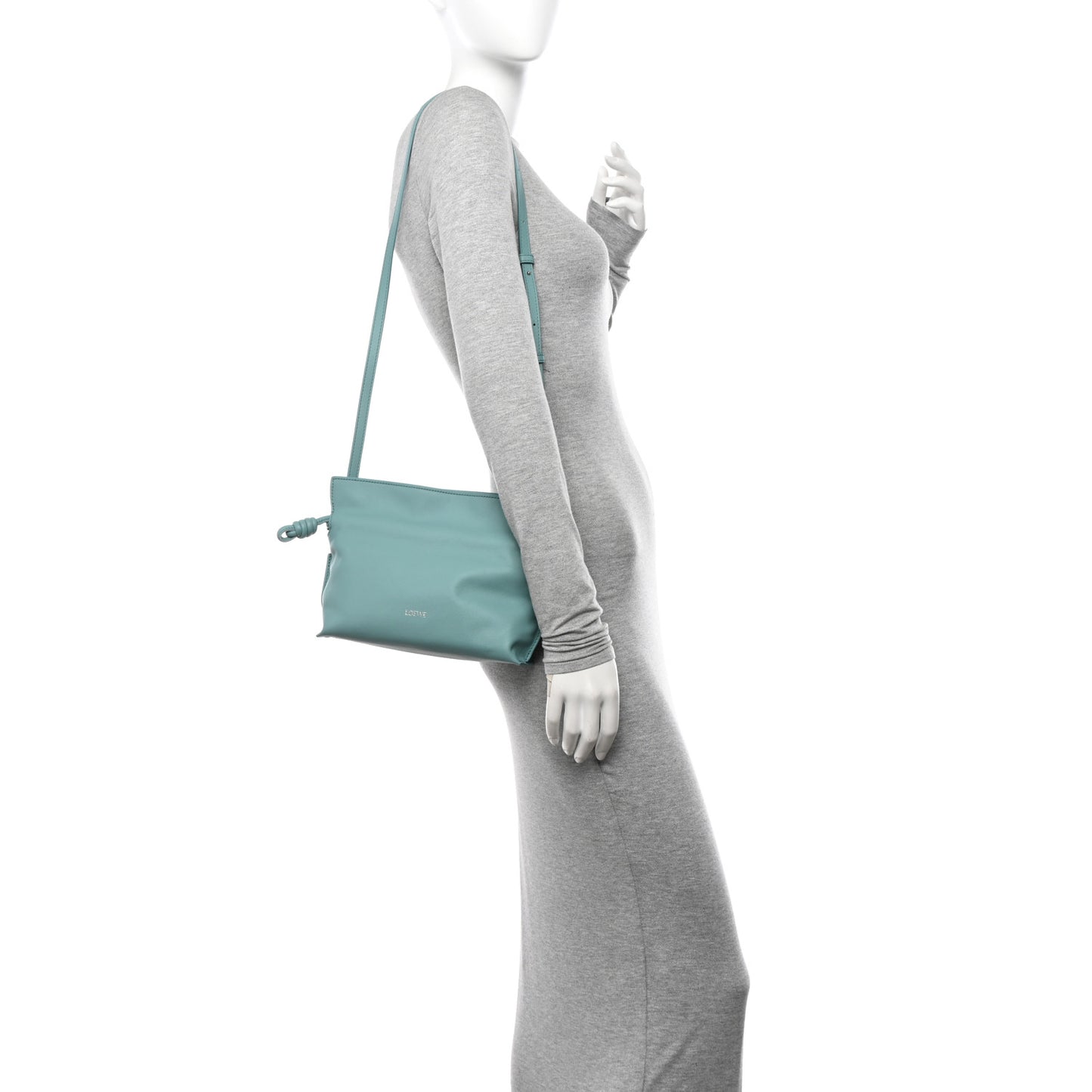 X SUNA FUJITA Nappa Flamenco Knot Clutch Ocean