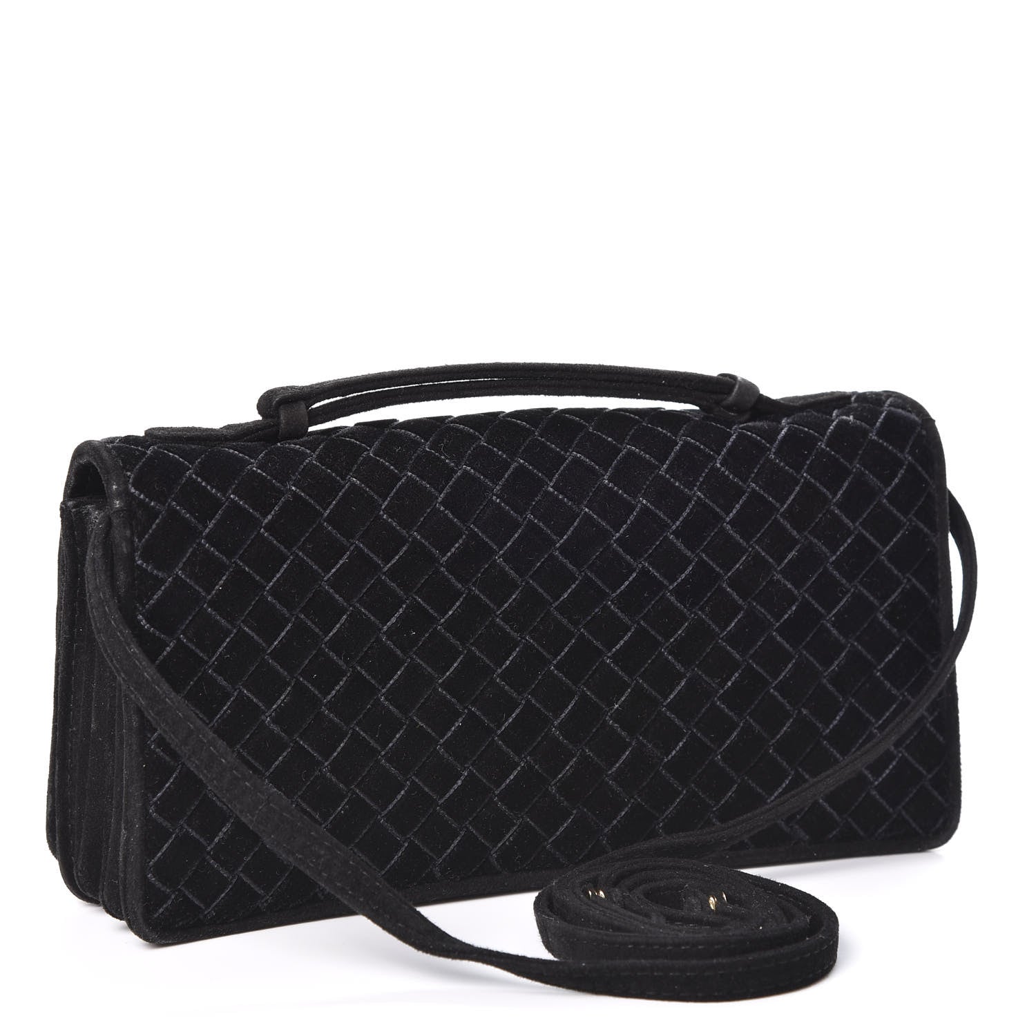 Bottega Veneta Velvet Intrecciato Top Handle Crossbody Black 2 of 9