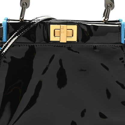 Fendi Patent Mini Plexi Handle Peekaboo Iconic Satchel Black Blue 7 of 9