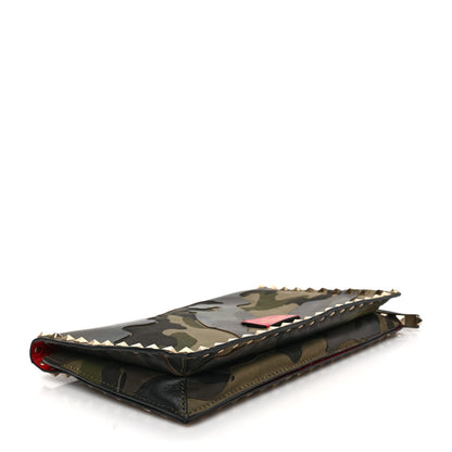 Valentino Garavani Nappa Canvas Camouflage Rockstud Wristlet Clutch Verde Rouge 4 of 7
