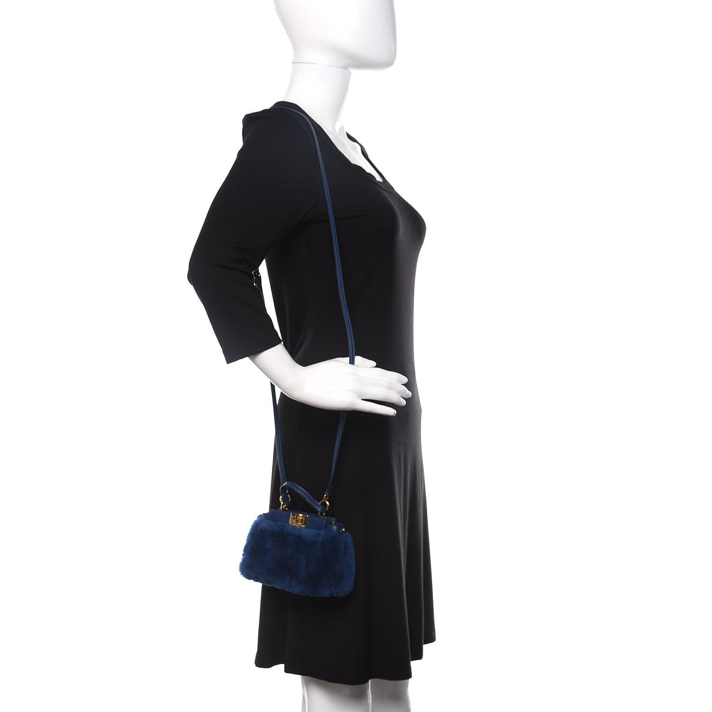 Shearling Shiny Nappa Micro Peekaboo Iconic Satchel Blue