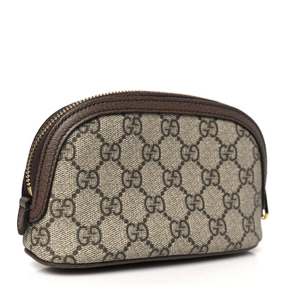 Gucci GG Supreme Monogram Textured Calfskin Web Medium Ophidia Cosmetic Case Beige Ebony New Acero 3 of 8