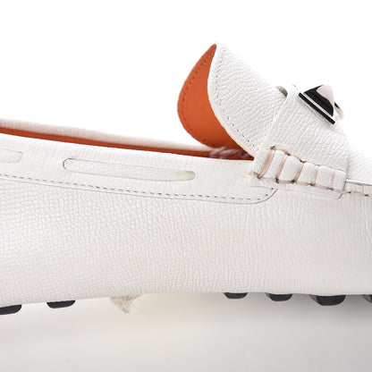 Hermes Epsom Mens Irving Driving Moccasin Loafers 40 Blanc 12 of 14
