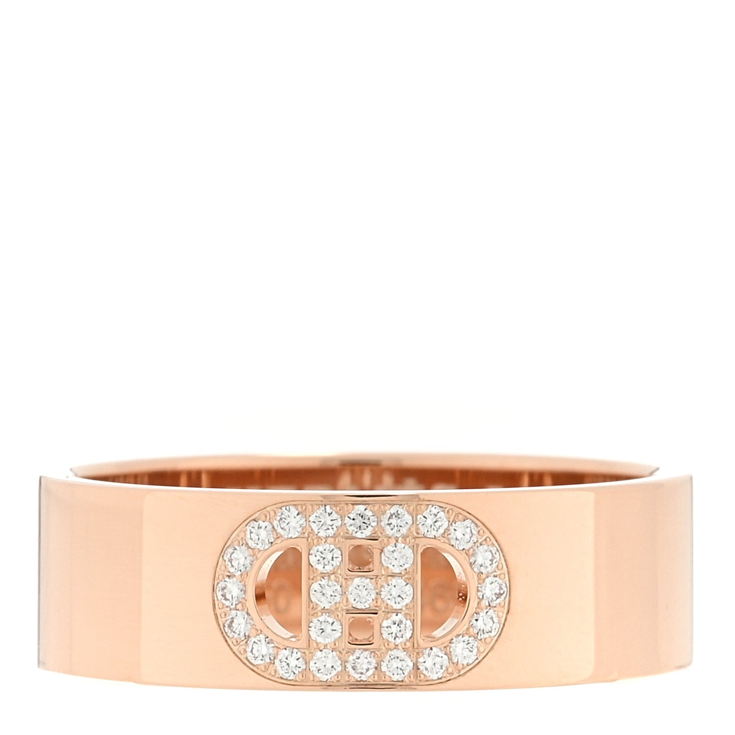 18K Rose Gold Diamond PM H D'Ancre Ring 51 5.75