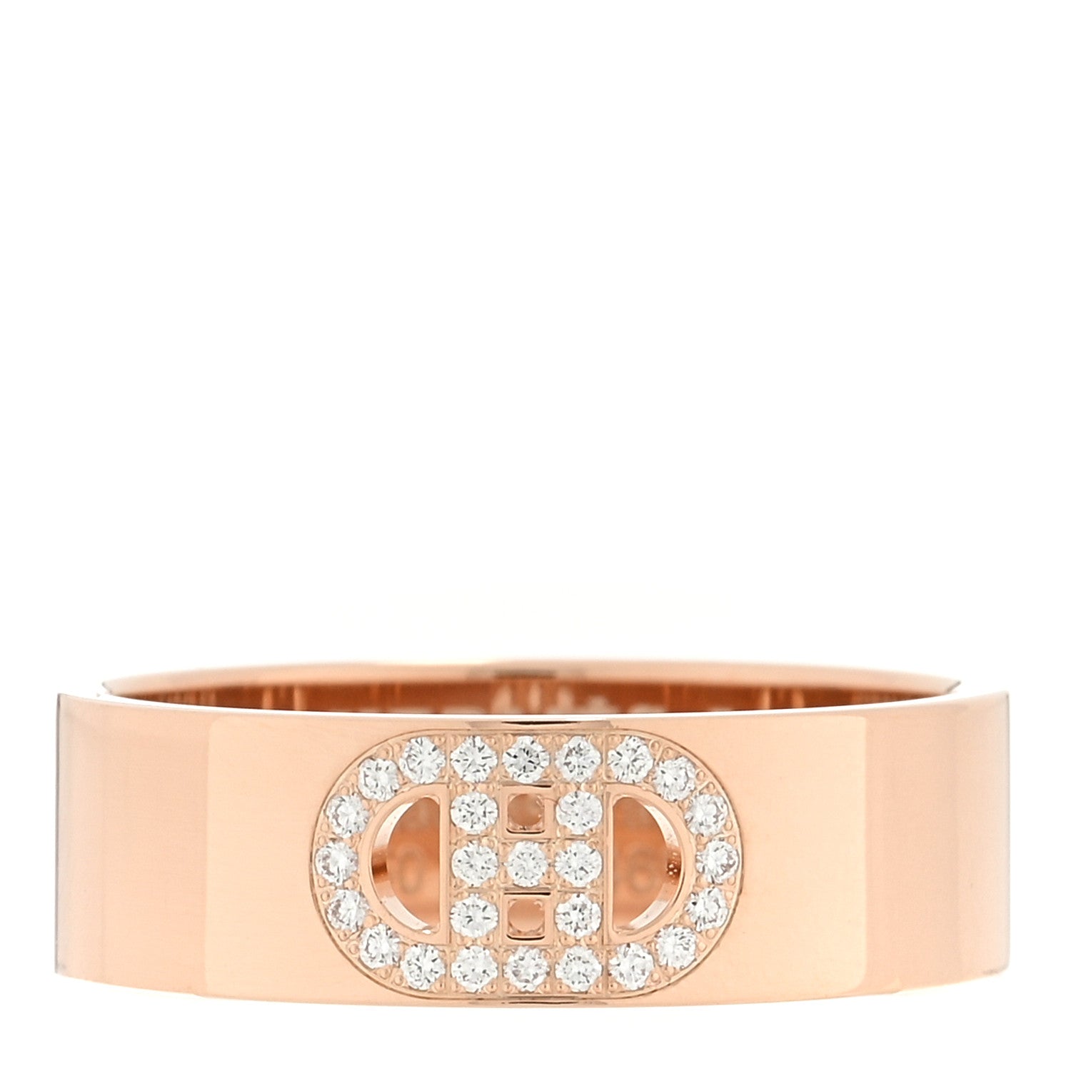 Hermes 18K Rose Gold Diamond PM H D'Ancre Ring 51 5.75 1 of 4