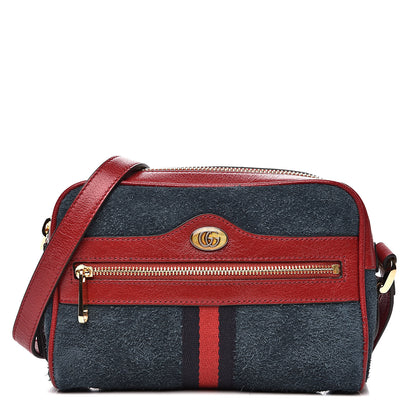 Gucci Suede Calfskin Web Mini Ophidia Shoulder Bag New Blue Romantic Cherry 1 of 11