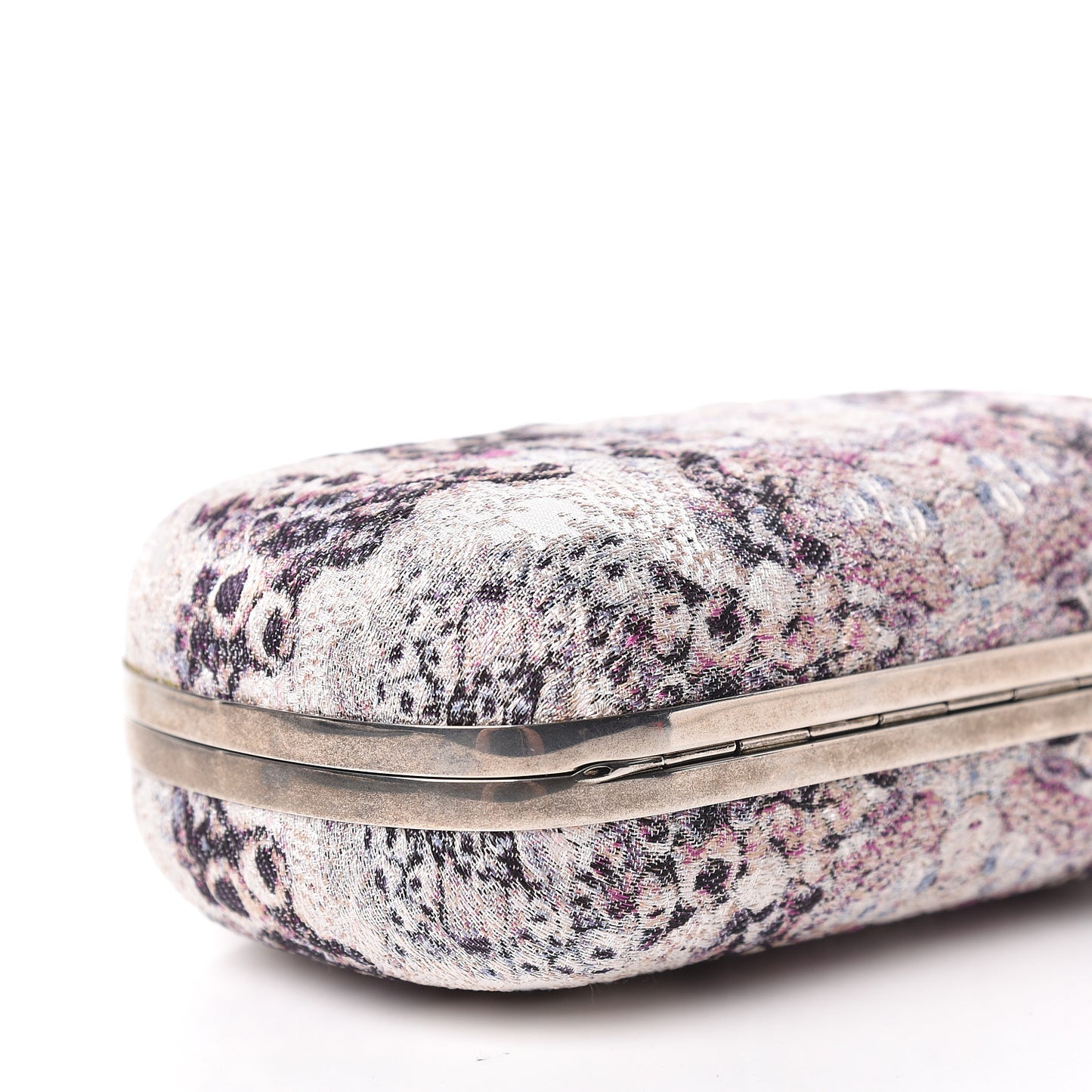 Jacquard Embroidered Skull Box Clutch Purple