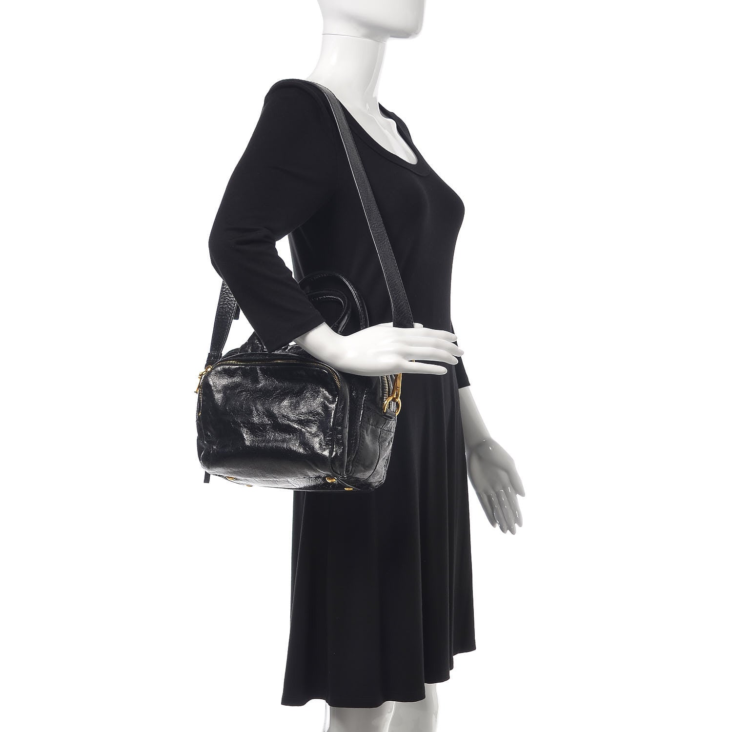 Prada Vitello Shine Tote Black 2 of 7