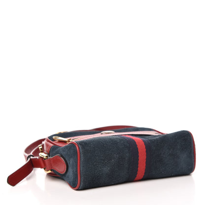 Gucci Suede Calfskin Web Mini Ophidia Shoulder Bag New Blue Romantic Cherry 4 of 10