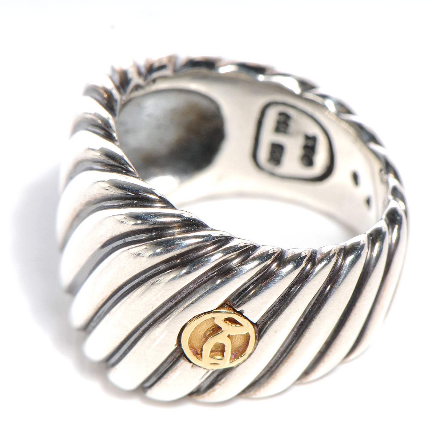 Sterling Silver 18k Gold Sculpted Cable Ring 6