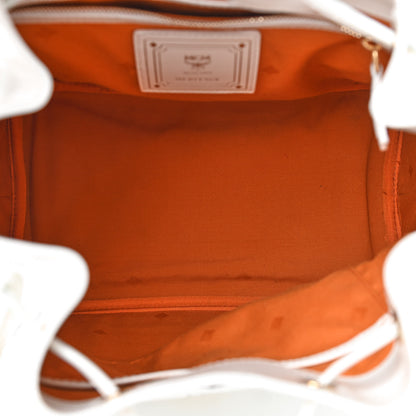 MCM Visetos Small Heritage Drawstring Bucket Bag White 5 of 12