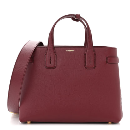 Burberry Grainy Calfskin House Check Medium Banner Tote Crimson 1 of 11
