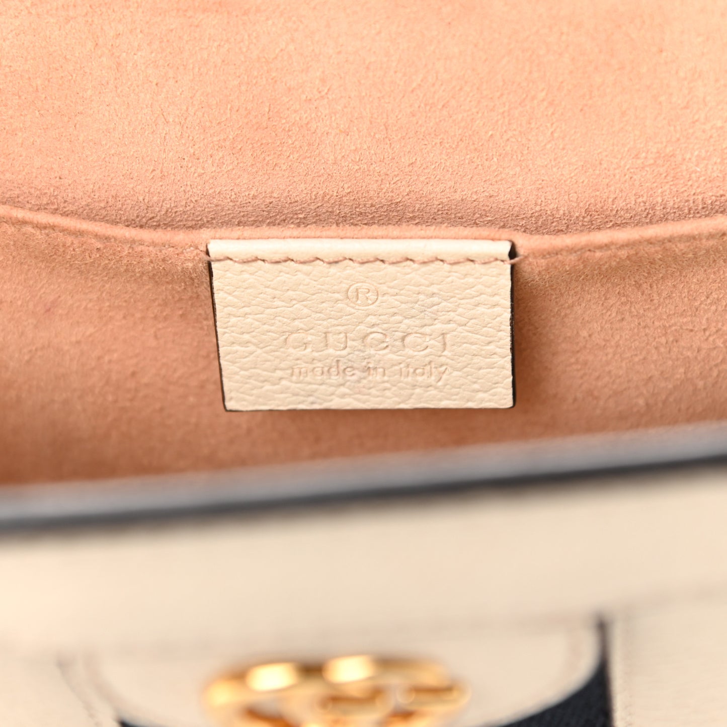 Textured Calfskin Web Small Ophidia Chain Shoulder Bag Mystic White