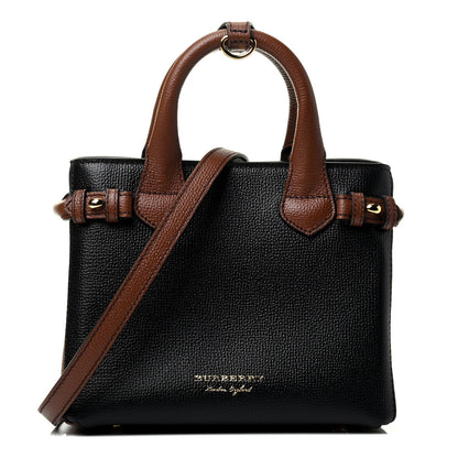 Burberry Derby Calfskin House Check Baby Banner Tote Black Tan 1 of 4