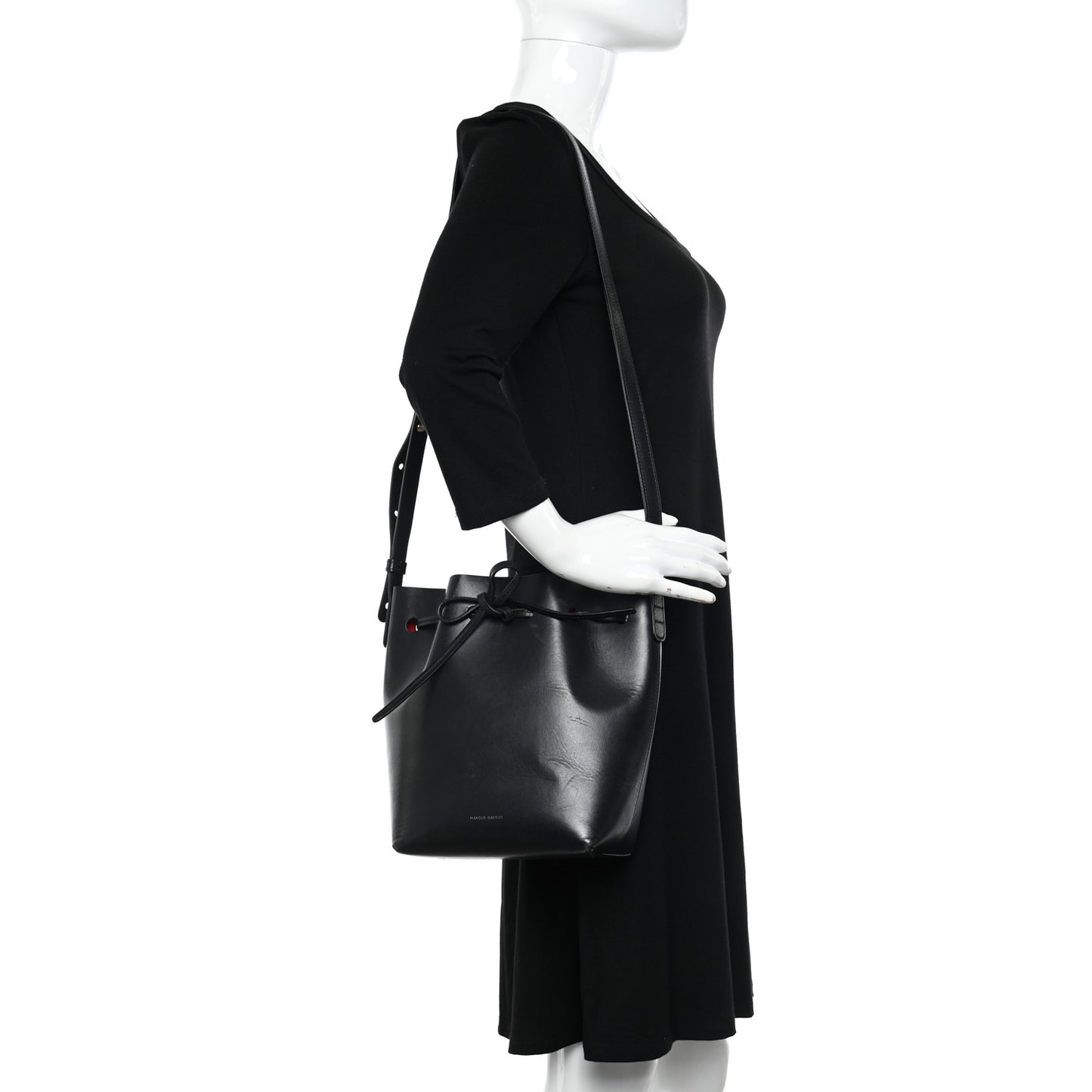 Calfskin Mini Bucket Bag Black Flamma
