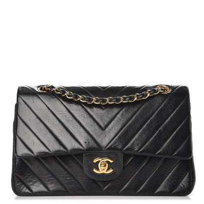 Chanel Lambskin Chevron Quilted Medium Double Flap Black 1 of 18