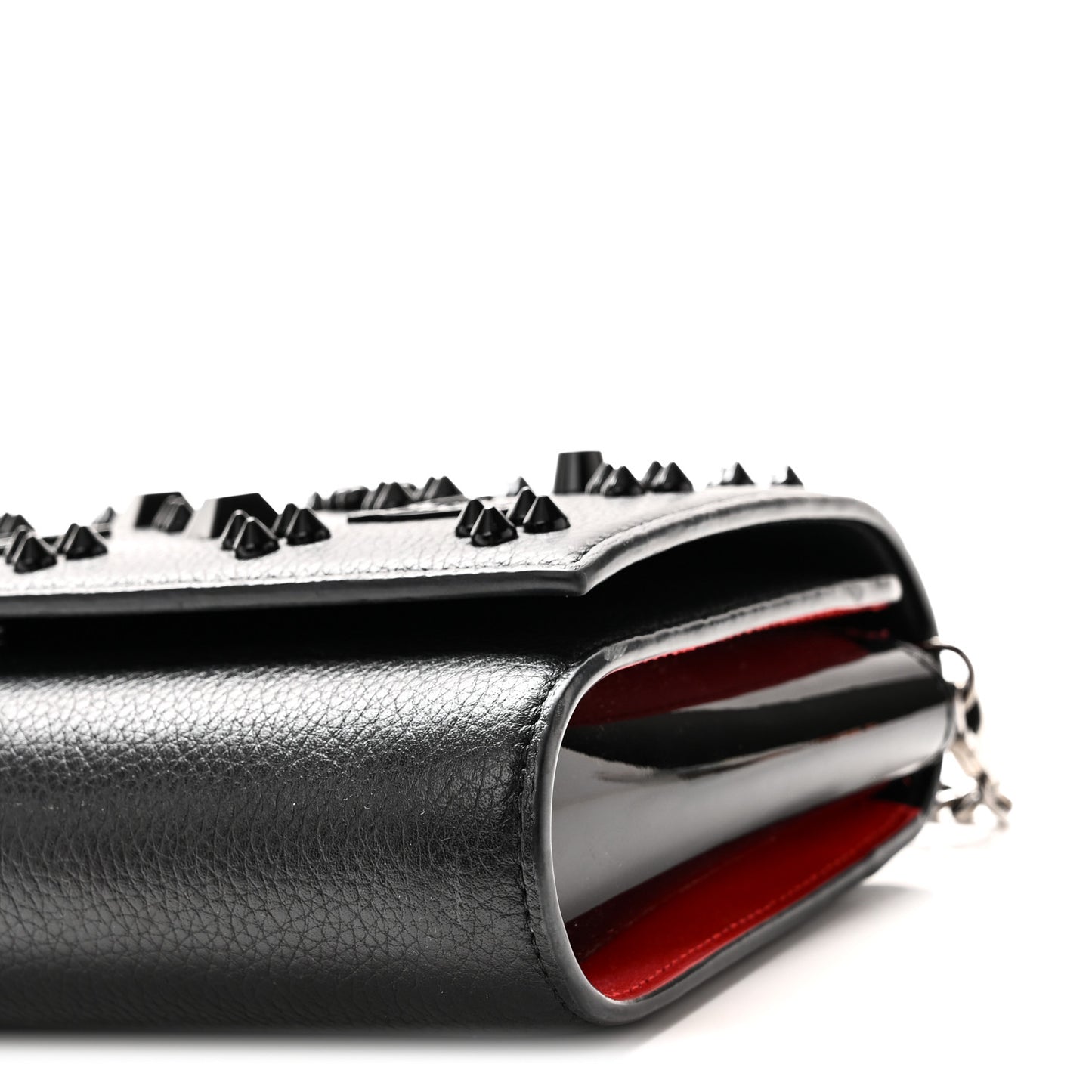Calfskin Spikes Loubinthesky Paloma Clutch Black