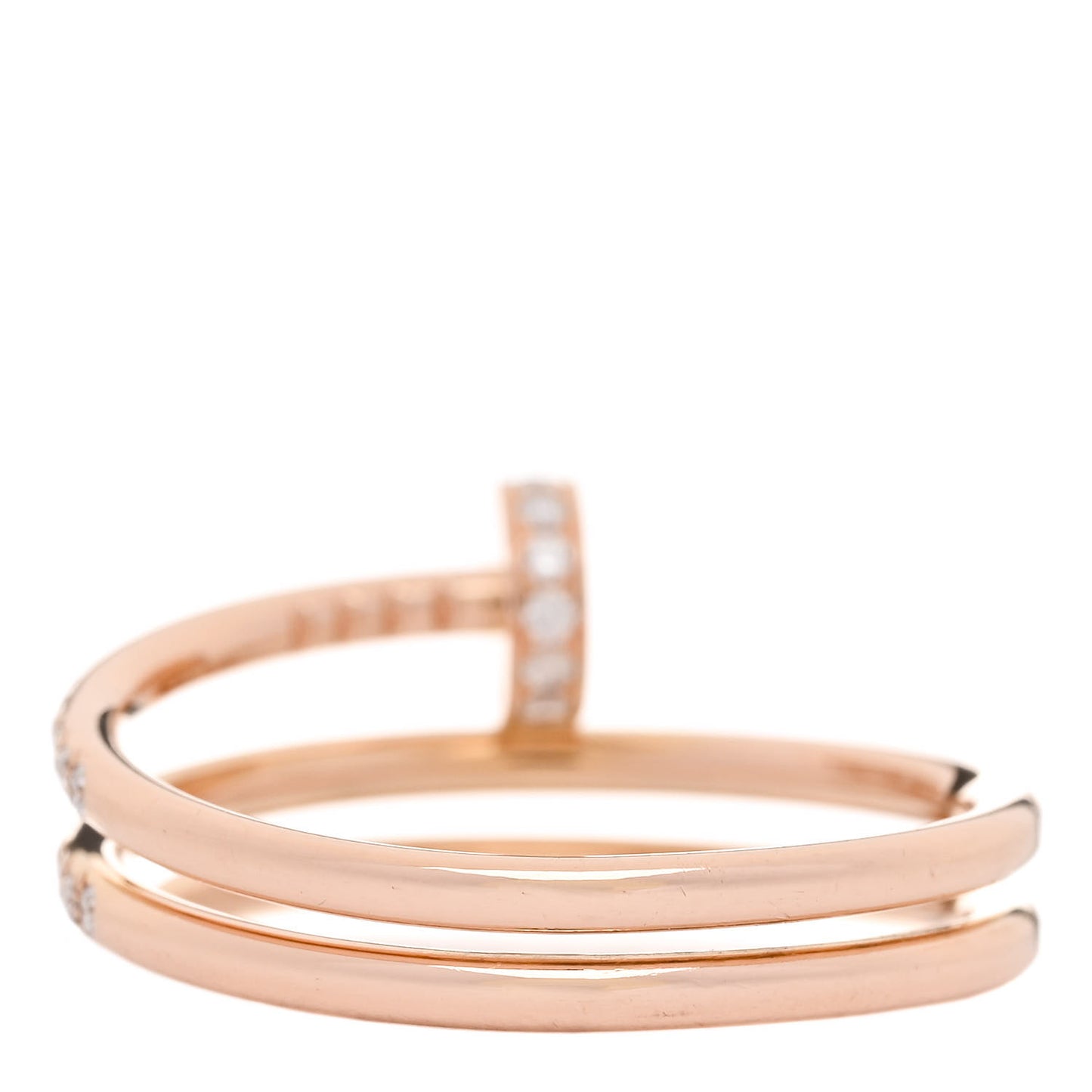 18K Pink Gold Diamond Double Juste Un Clou Paved Ring 60 9