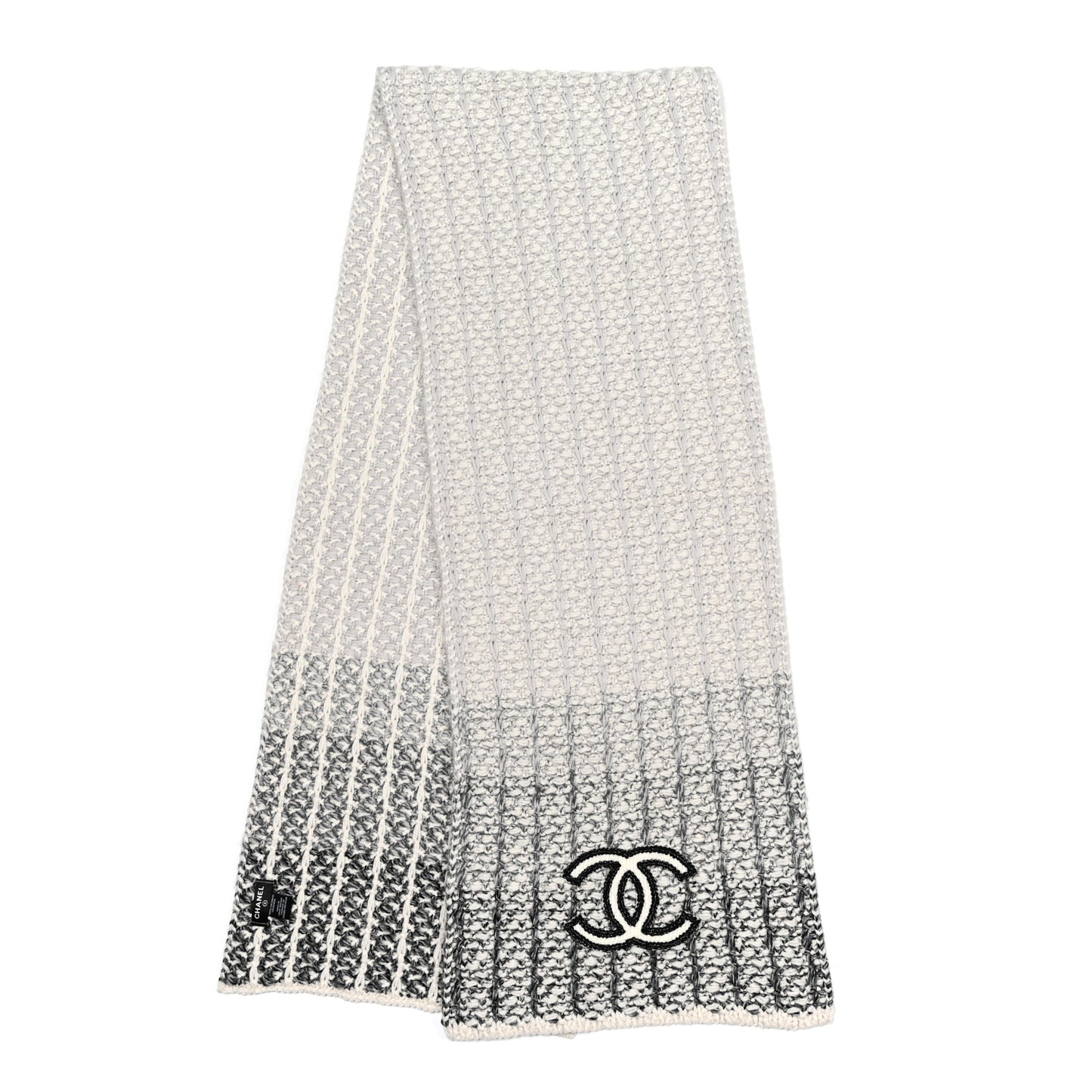 Cashmere Silk CC Scarf Black White