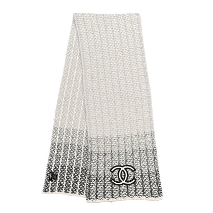 Chanel Cashmere Silk CC Scarf Black White 2 of 3