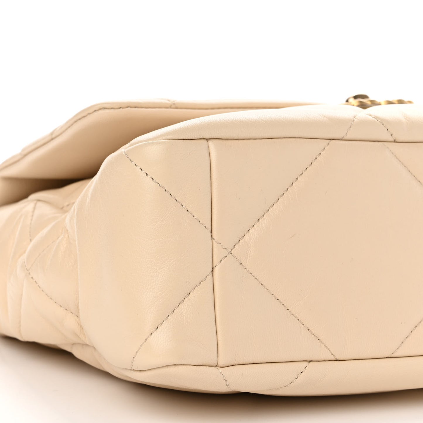 Goatskin Quilted Large Chanel 19 Flap Beige
