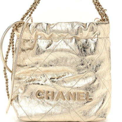Chanel Metallic Calfskin Quilted Mini Chanel 22 Golden 8 of 10