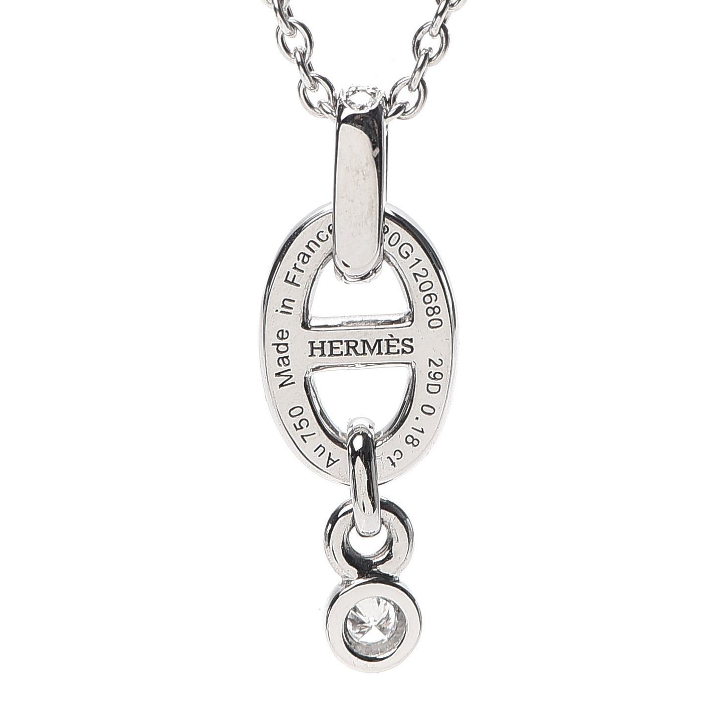 18K White Gold Diamond PM Chaine d'Ancre Enchainee Necklace