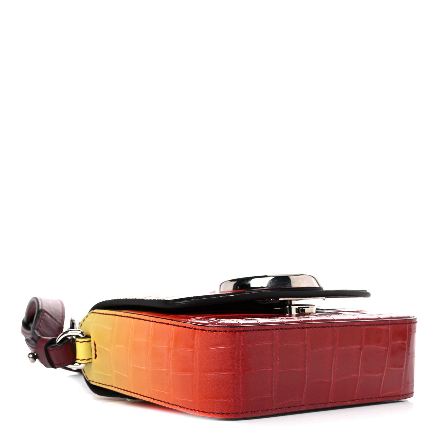 Calfskin Crocodile Embossed Mini C Double Carry Ombre Yellow