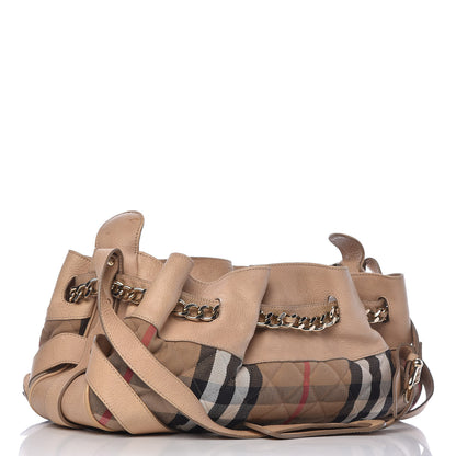 Burberry Calfskin Quilted House Check Shoulder Bag Beige 3 of 15