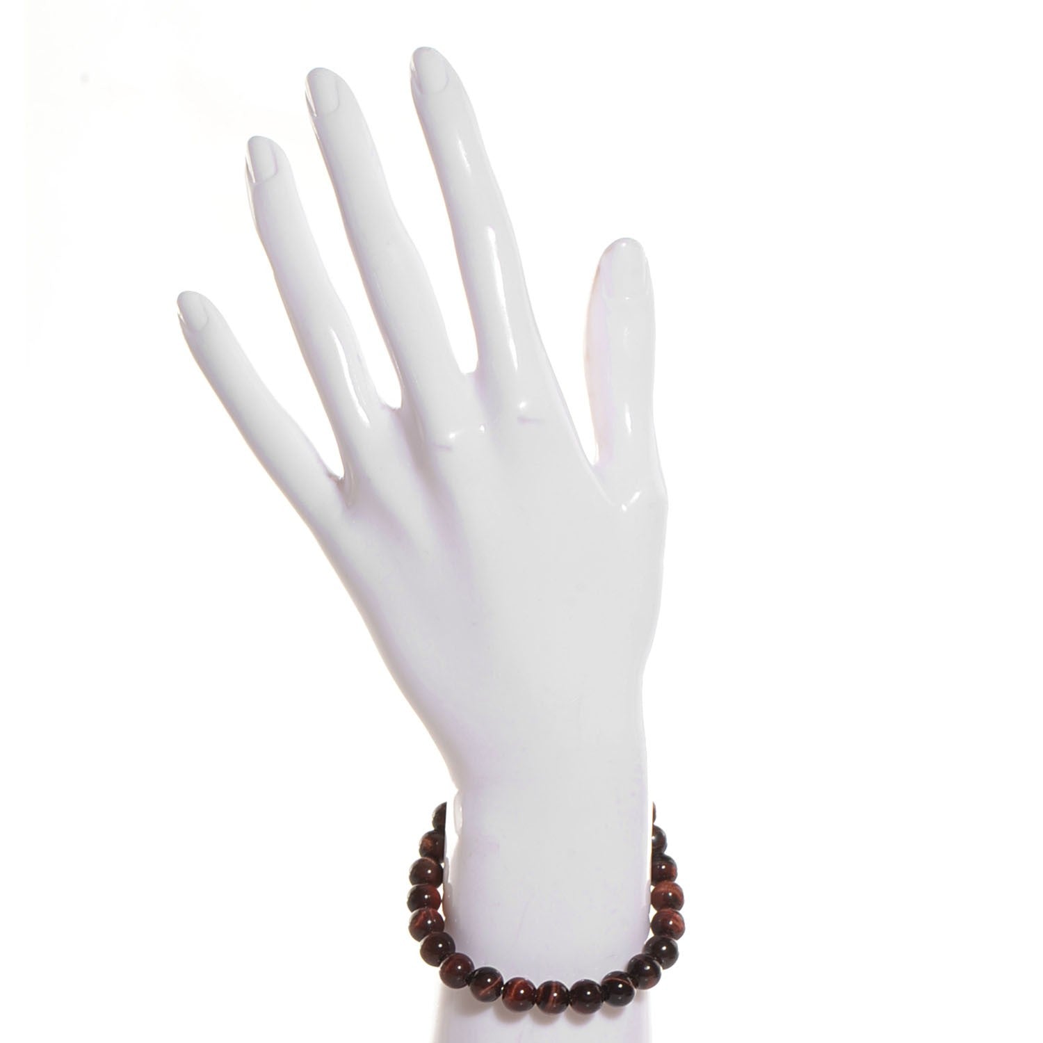 David Yurman Sterling Silver Red Tiger Eye 8mm Spiritual Beads Bracelet 2 of 6