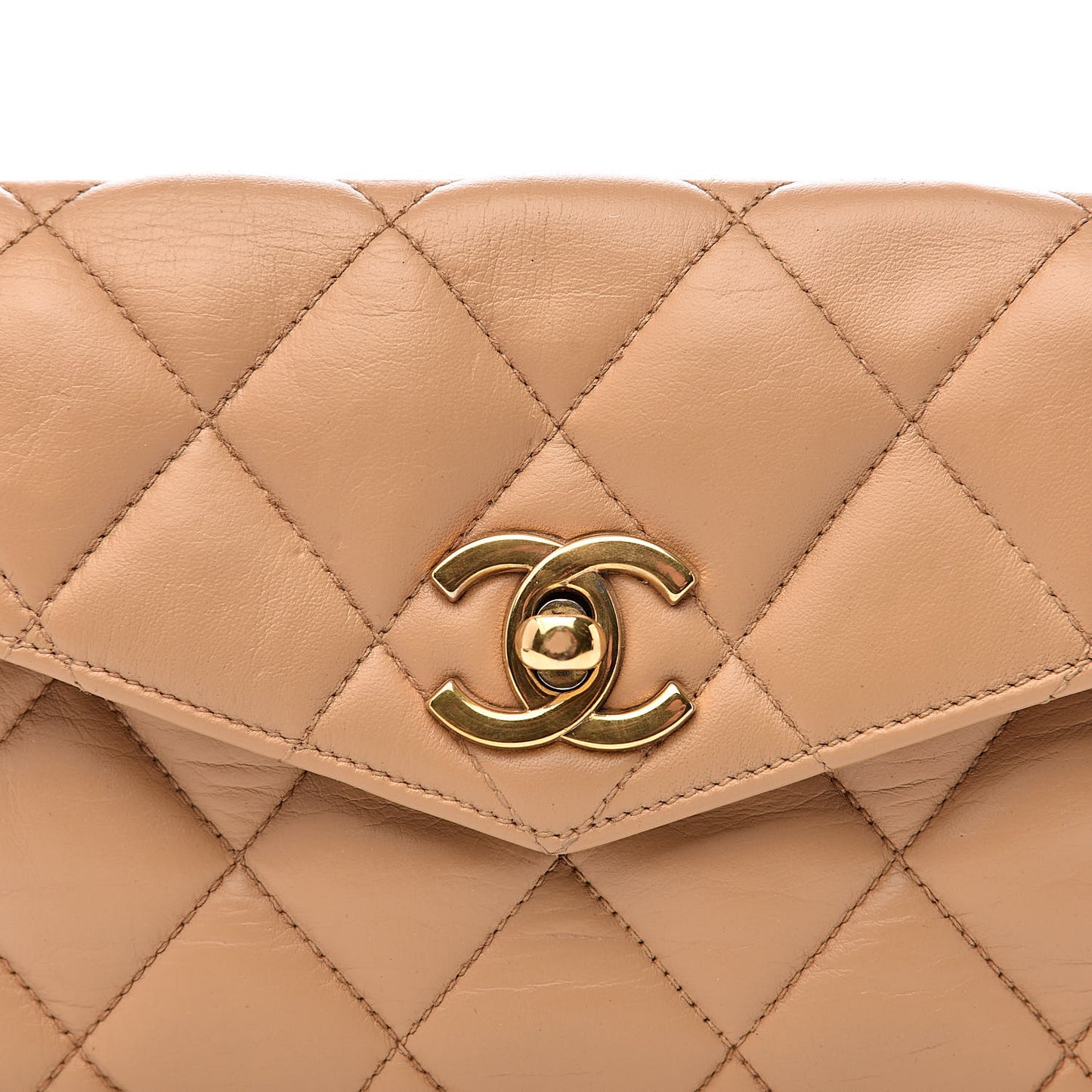 Lambskin Quilted Flap Waist Belt Bag 70 28 Beige