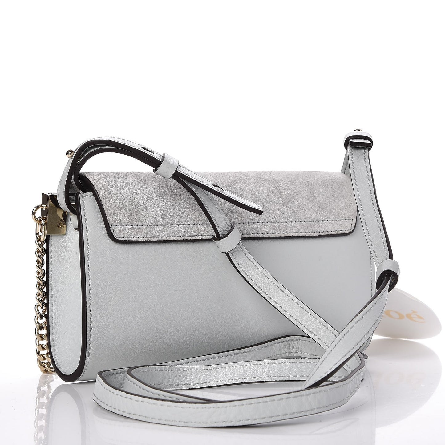 Suede Calfskin Mini Faye Shoulder Bag Airy Grey