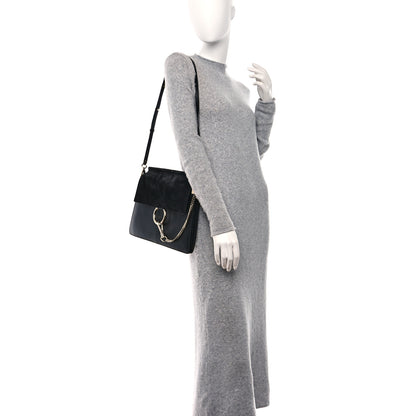Chloe Suede Calfskin Medium Faye Shoulder Bag Black 2 of 8