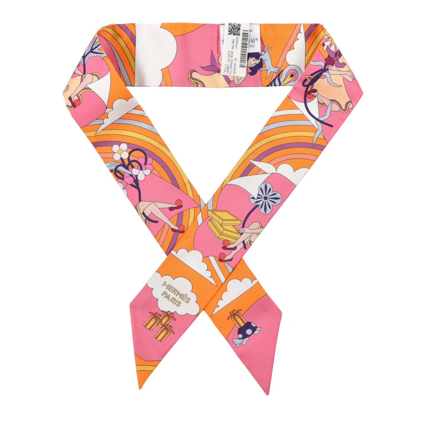 Silk Carres Volants Twilly Orange Rose Malaba