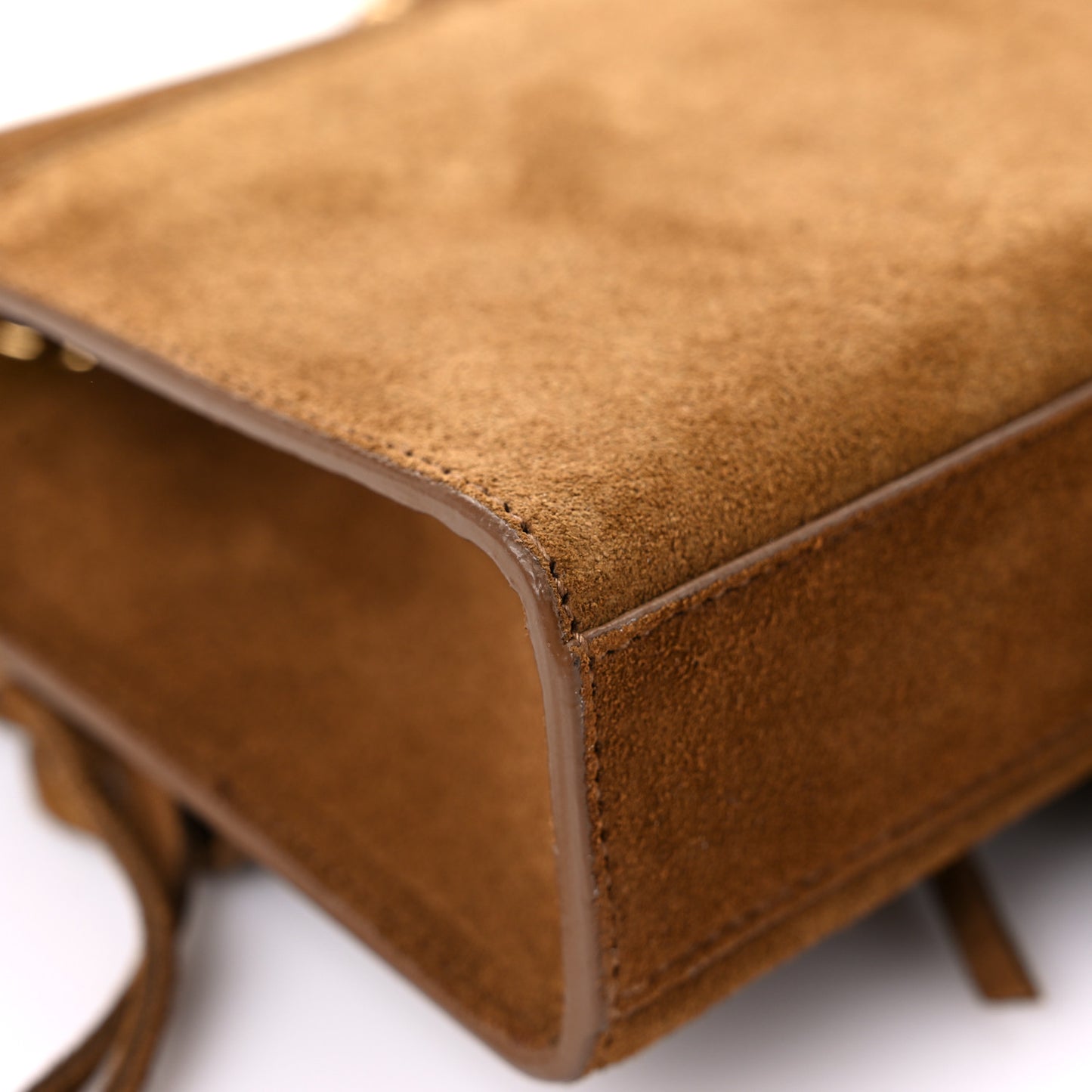 Suede Fringe Baby Monogram Satchel Light Ocre