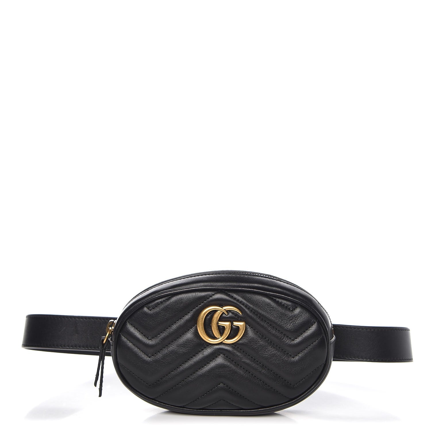 Gucci Calfskin Matelasse GG Marmont Belt Bag 95 38 Black 1 of 7
