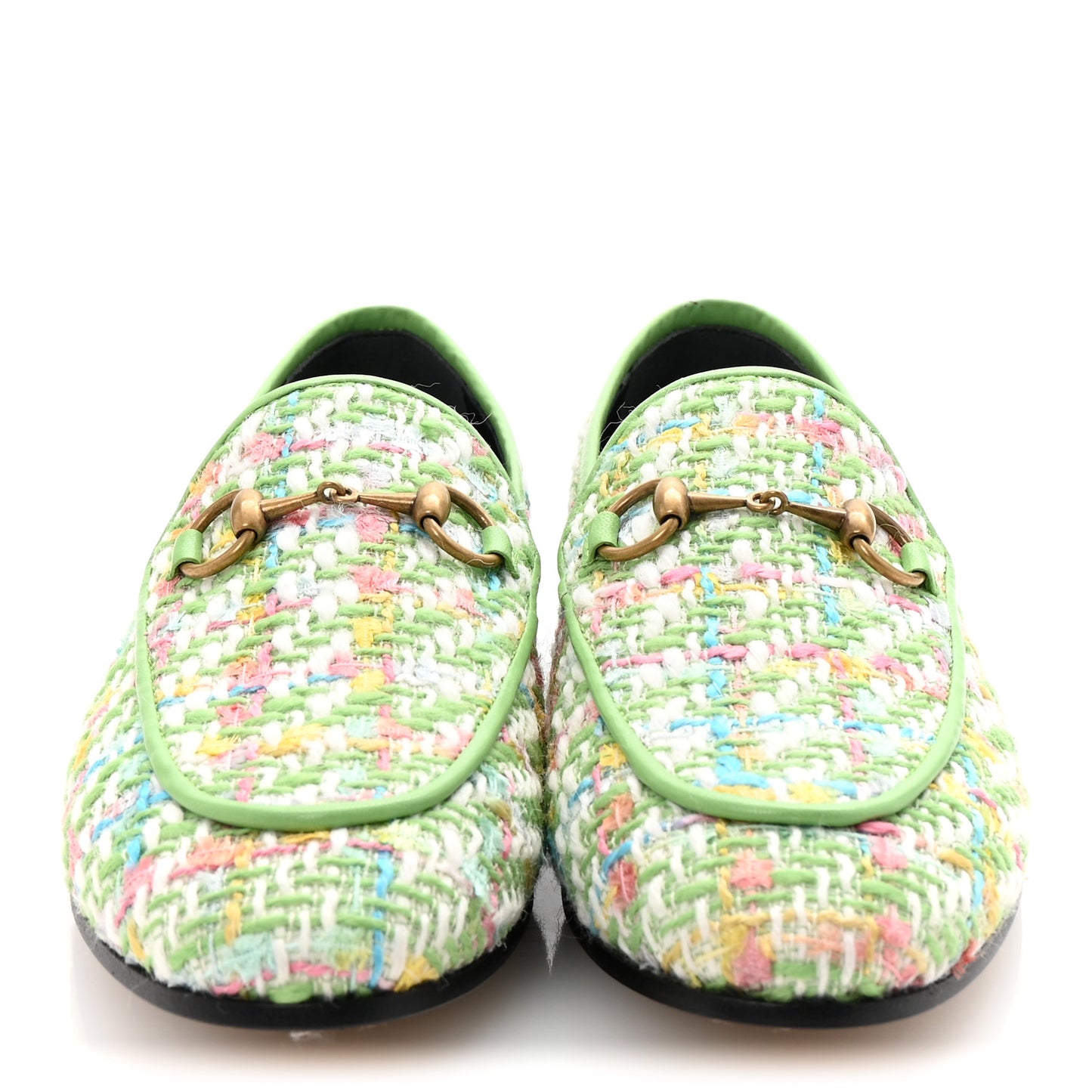 Tweed Multicolor Malaga Kid Horsebit Womens Jordaan Loafers 37 Green Multicolor