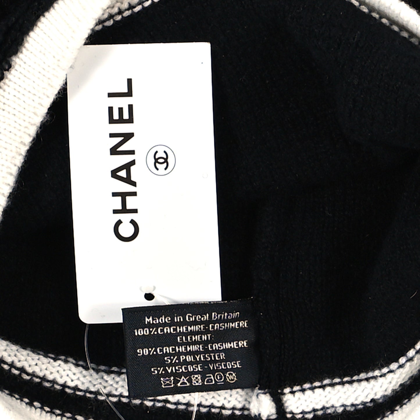 Cashmere CC Beanie Hat Black White