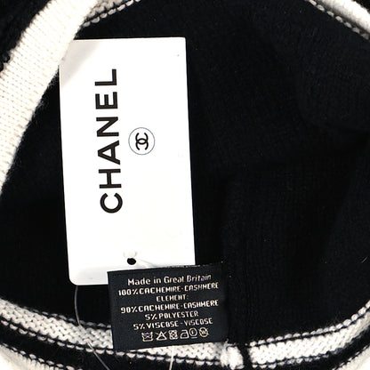 Chanel Cashmere CC Beanie Hat Black White 3 of 3
