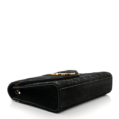 Saint Laurent Suede Mixed Matelasse Triquilt Medium Monogram Satchel  Black 4 of 10