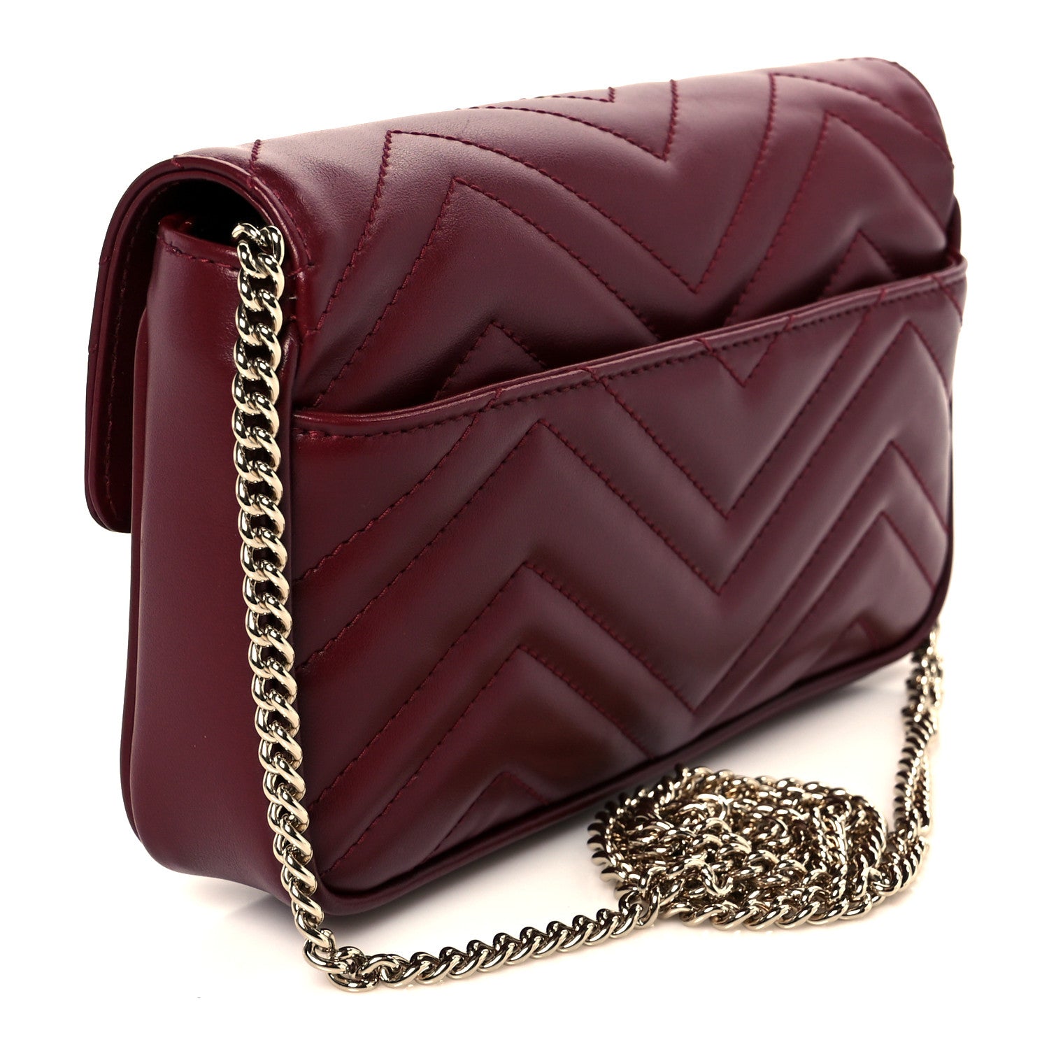 Gucci Calfskin Matelasse Mini GG Marmont Shoulder Bag With Card Holder Rosso Ancora 4 of 12
